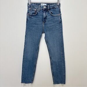 Zara Womens 0 High Rise Raw Hem Skinny Jeans